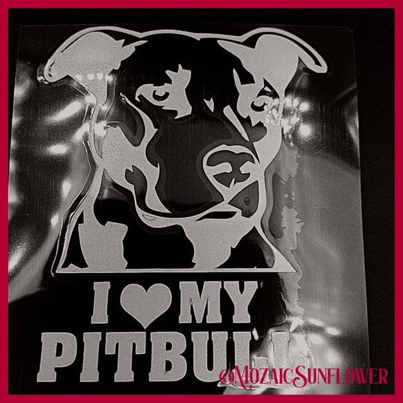 5" X 5" I Love My Pitbull High Quality Waterproof Vinyl Decal - Picture 6 of 6